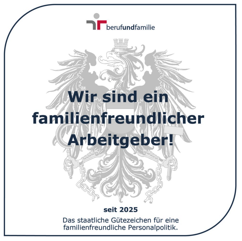 Logo der Auszeichnung für "beruf und familie" mit einem Link zum digitalen Zertifikat als PDF